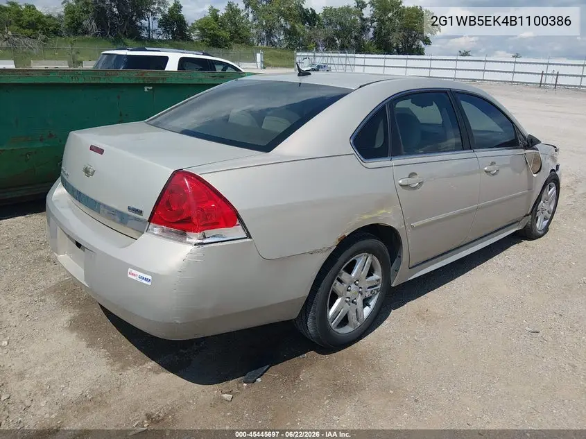 2011 Chevrolet Impala Lt VIN: 2G1WB5EK4B1100386 Lot: 45445697
