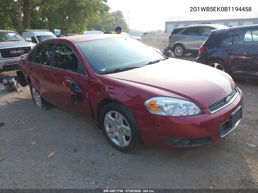 2011 Chevrolet Impala Lt VIN: 2G1WB5EK0B1194458 Lot: 45671786