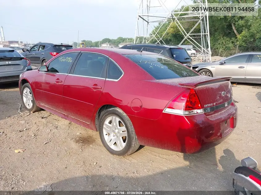 2011 Chevrolet Impala Lt VIN: 2G1WB5EK0B1194458 Lot: 45671786