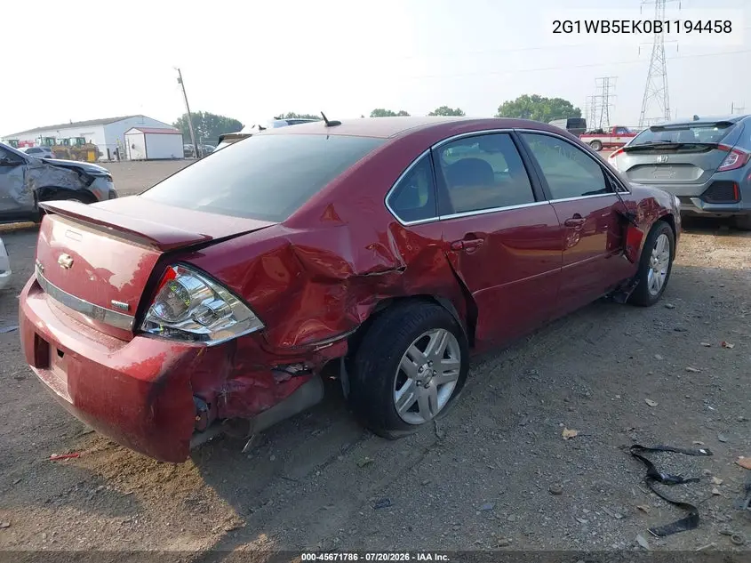 2011 Chevrolet Impala Lt VIN: 2G1WB5EK0B1194458 Lot: 45671786