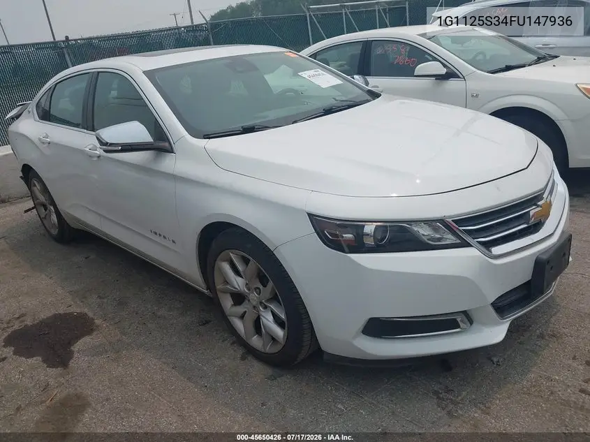 2015 Chevrolet Impala 2Lt VIN: 1G1125S34FU147936 Lot: 45650426