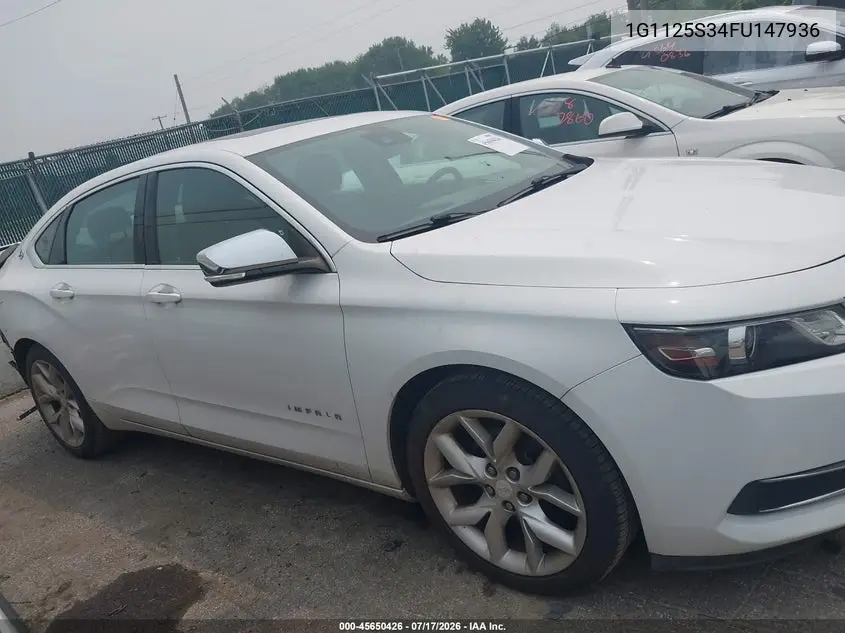 2015 Chevrolet Impala 2Lt VIN: 1G1125S34FU147936 Lot: 45650426
