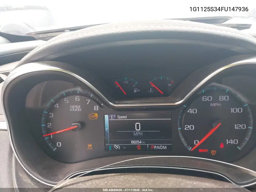 2015 Chevrolet Impala 2Lt VIN: 1G1125S34FU147936 Lot: 45650426