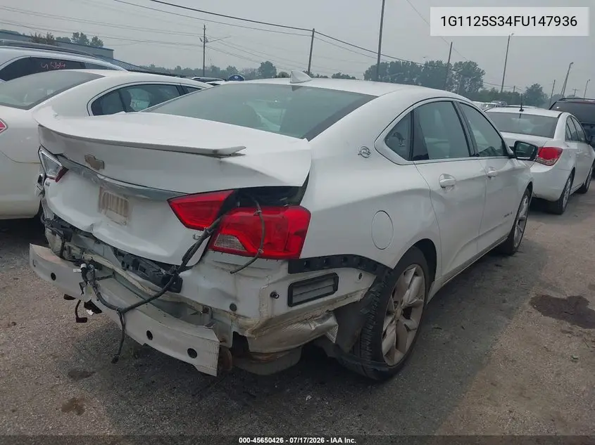 2015 Chevrolet Impala 2Lt VIN: 1G1125S34FU147936 Lot: 45650426