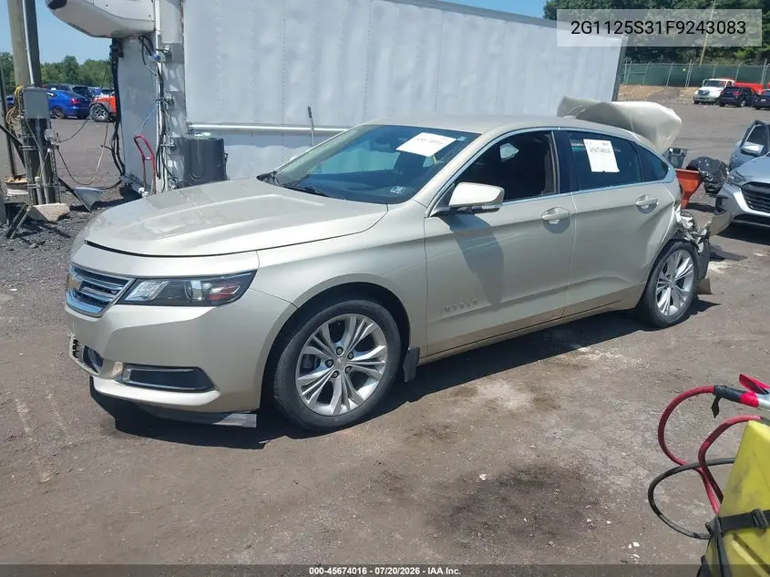 2015 Chevrolet Impala 2Lt VIN: 2G1125S31F9243083 Lot: 45674016