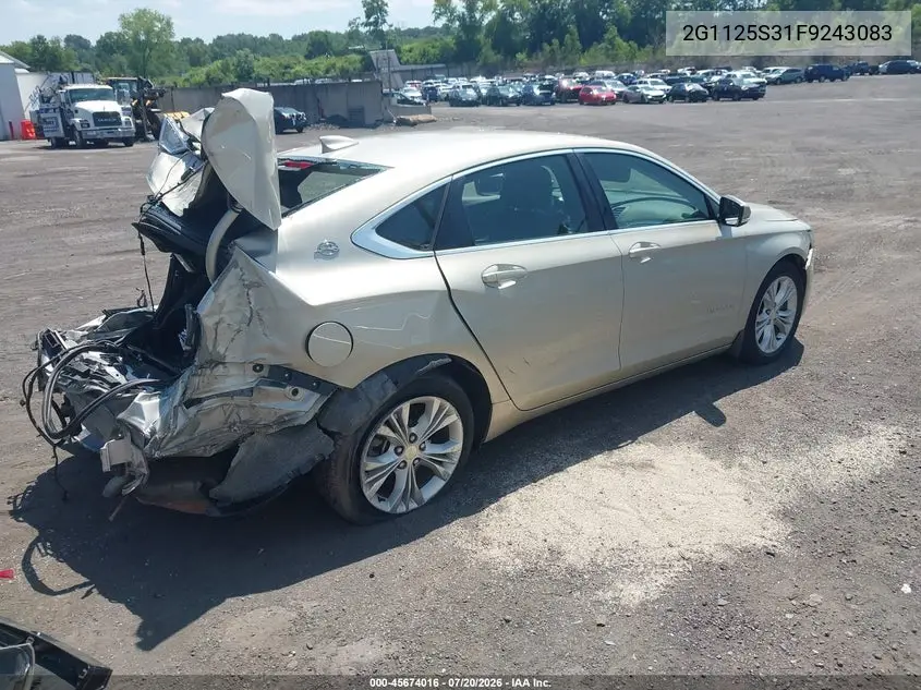 2015 Chevrolet Impala 2Lt VIN: 2G1125S31F9243083 Lot: 45674016