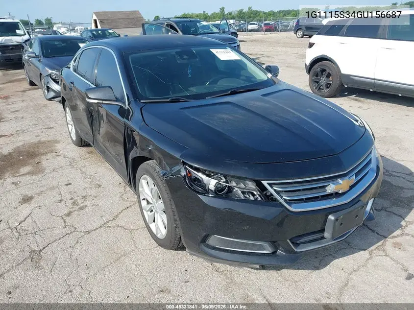2016 Chevrolet Impala 2Lt VIN: 1G1115S34GU156687 Lot: 45331841
