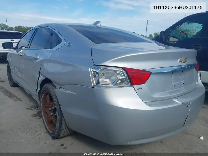 1G11X5S36HU201175 2017 Chevrolet Impala 1Fl