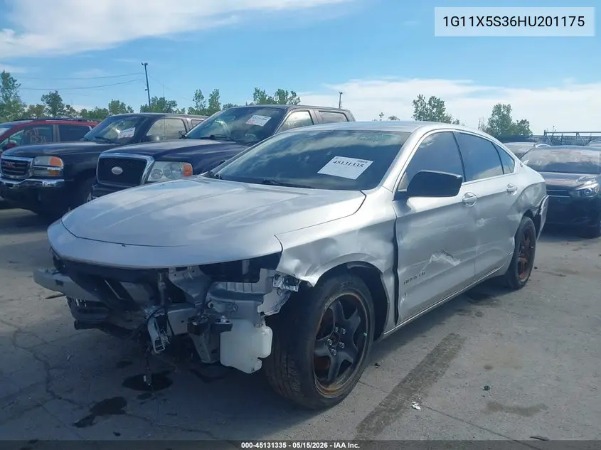 1G11X5S36HU201175 2017 Chevrolet Impala 1Fl