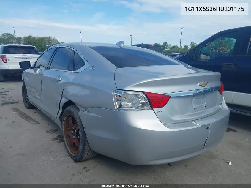 1G11X5S36HU201175 2017 Chevrolet Impala 1Fl