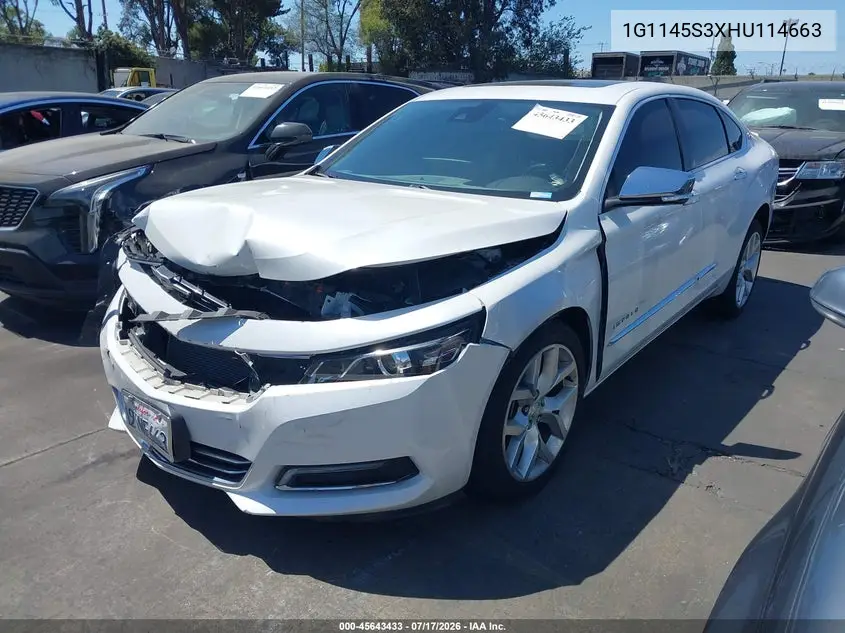2017 Chevrolet Impala 2Lz VIN: 1G1145S3XHU114663 Lot: 45643433