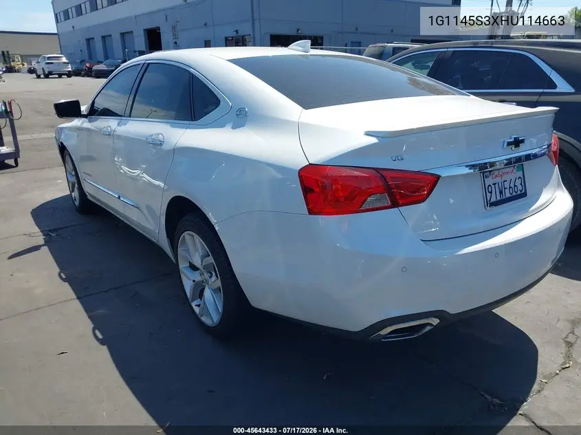 2017 Chevrolet Impala 2Lz VIN: 1G1145S3XHU114663 Lot: 45643433