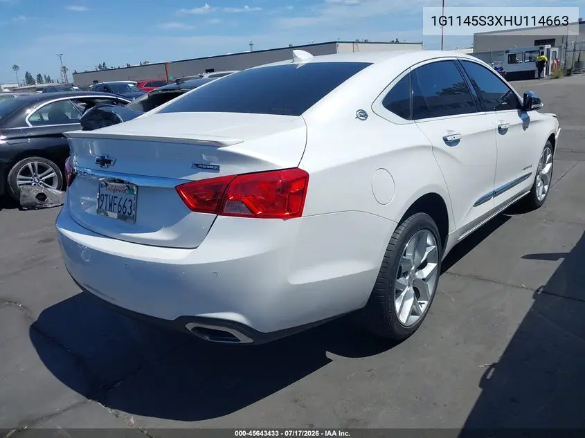 2017 Chevrolet Impala 2Lz VIN: 1G1145S3XHU114663 Lot: 45643433