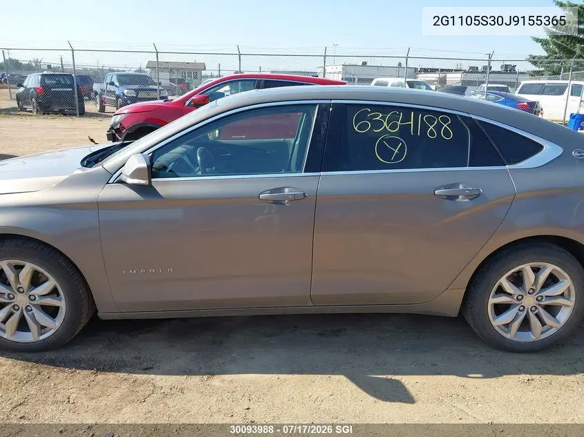 2018 Chevrolet Impala Lt VIN: 2G1105S30J9155365 Lot: 30093988