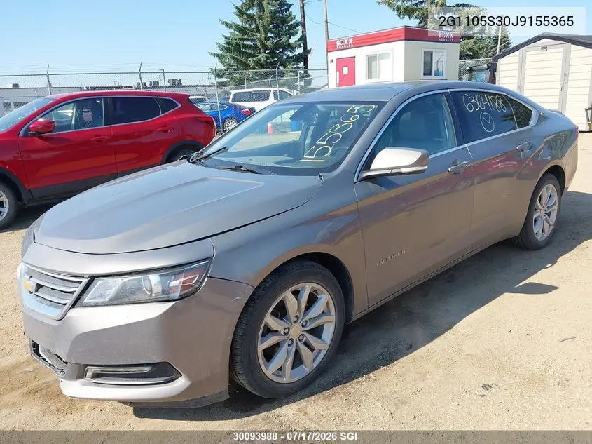 2018 Chevrolet Impala Lt VIN: 2G1105S30J9155365 Lot: 30093988