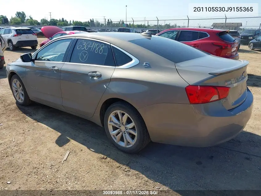 2018 Chevrolet Impala Lt VIN: 2G1105S30J9155365 Lot: 30093988