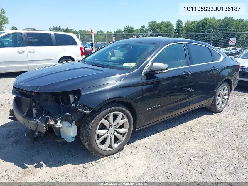 2018 Chevrolet Impala 1Lt VIN: 1G1105S32JU136187 Lot: 45642532