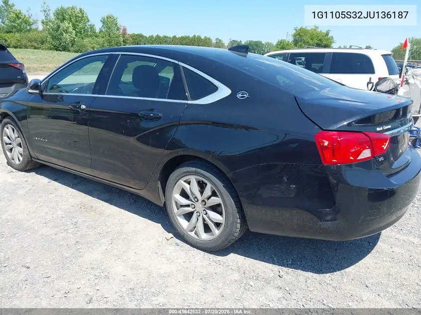 2018 Chevrolet Impala 1Lt VIN: 1G1105S32JU136187 Lot: 45642532