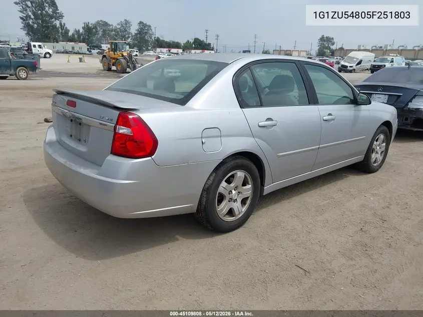 2005 Chevrolet Malibu Lt VIN: 1G1ZU54805F251803 Lot: 45109808
