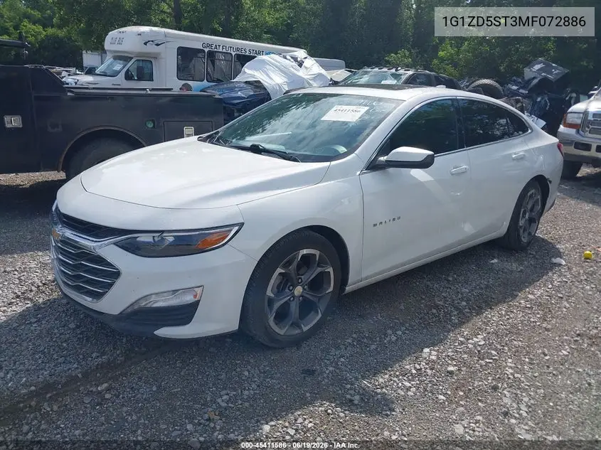 1G1ZD5ST3MF072886 2021 Chevrolet Malibu Fwd Lt