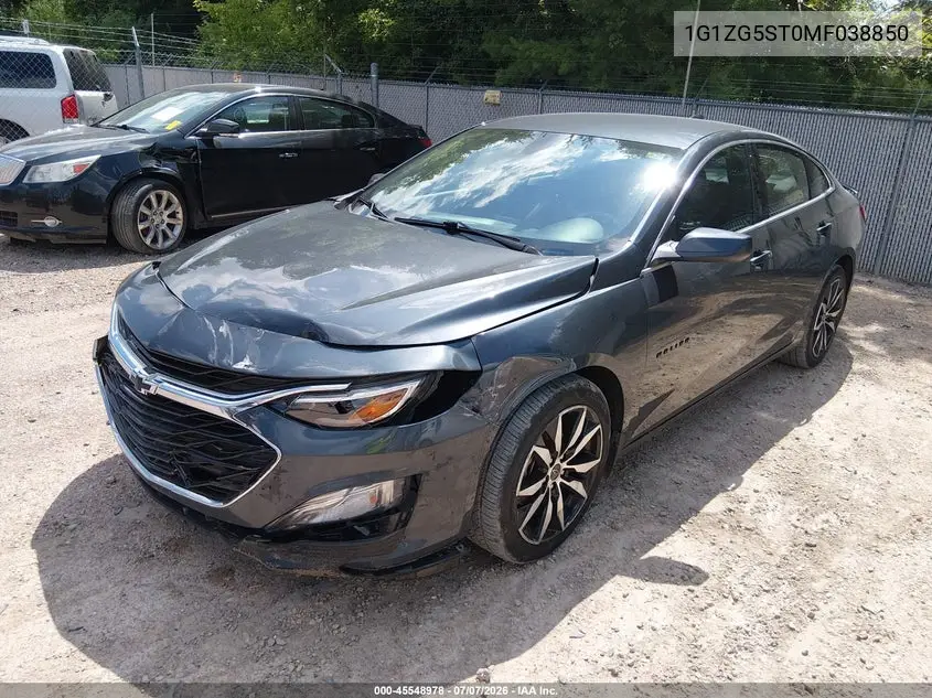 2021 Chevrolet Malibu Fwd Rs VIN: 1G1ZG5ST0MF038850 Lot: 45548978