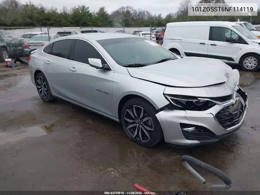 1G1ZG5ST6NF114119 2022 Chevrolet Malibu Fwd Rs