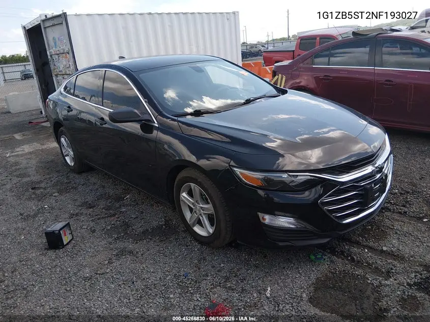 2022 Chevrolet Malibu Fwd Ls VIN: 1G1ZB5ST2NF193027 Lot: 45266830