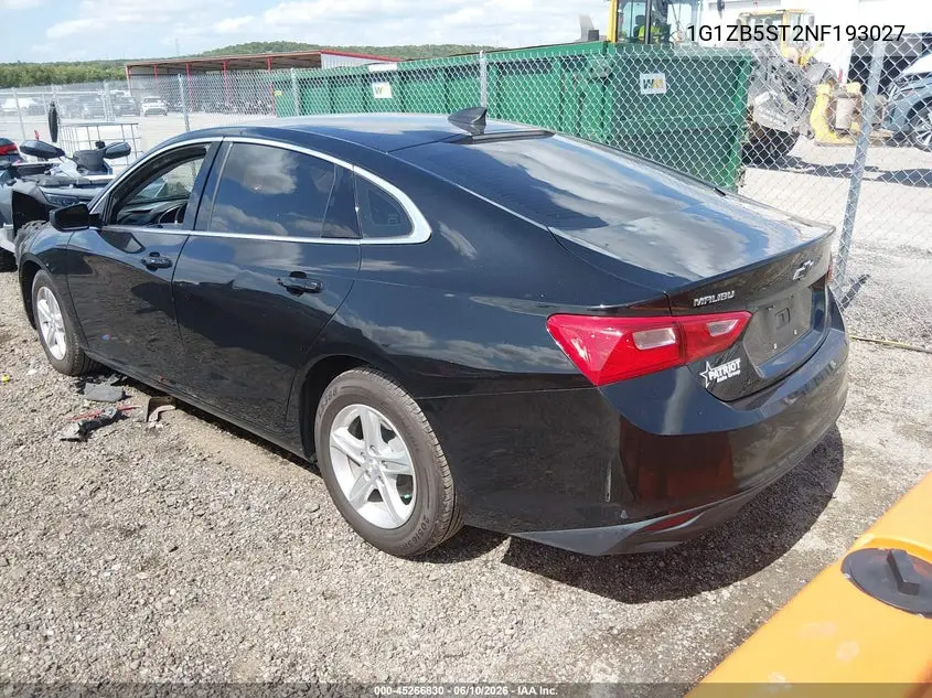 2022 Chevrolet Malibu Fwd Ls VIN: 1G1ZB5ST2NF193027 Lot: 45266830