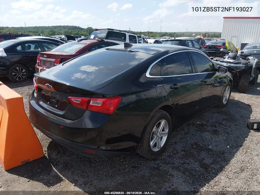 2022 Chevrolet Malibu Fwd Ls VIN: 1G1ZB5ST2NF193027 Lot: 45266830
