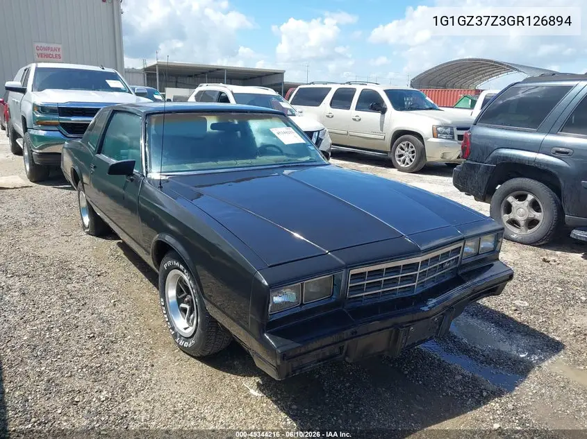 1986 Chevrolet Monte Carlo VIN: 1G1GZ37Z3GR126894 Lot: 45344216