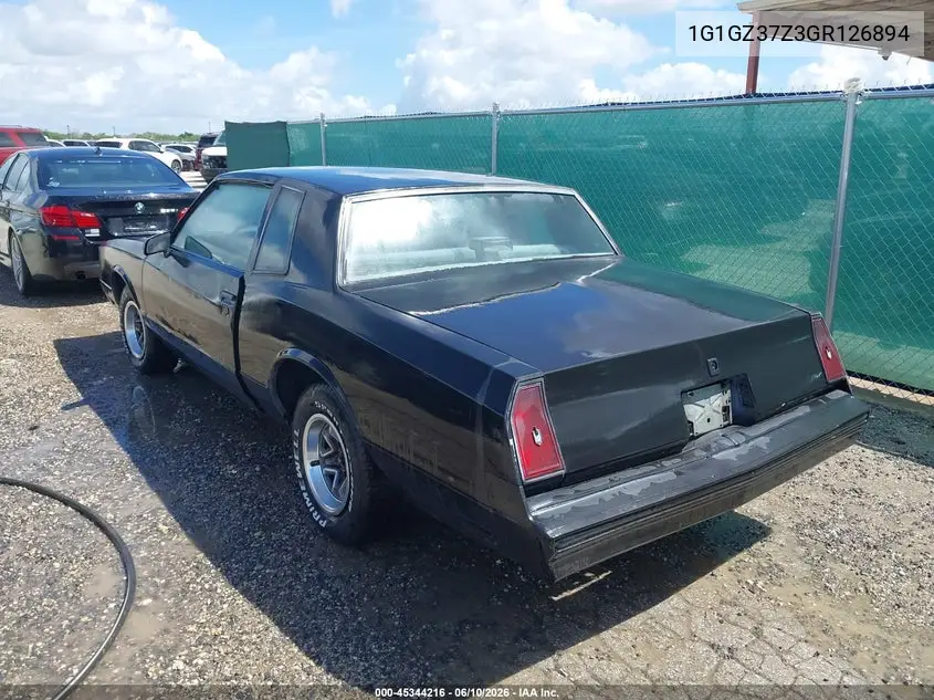 1986 Chevrolet Monte Carlo VIN: 1G1GZ37Z3GR126894 Lot: 45344216