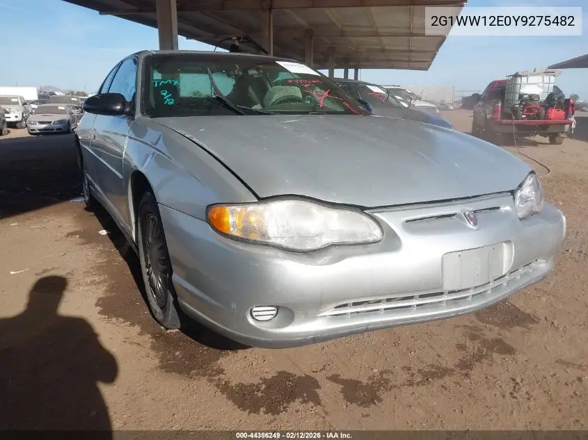 2000 Chevrolet Monte Carlo Ls VIN: 2G1WW12E0Y9275482 Lot: 44386249