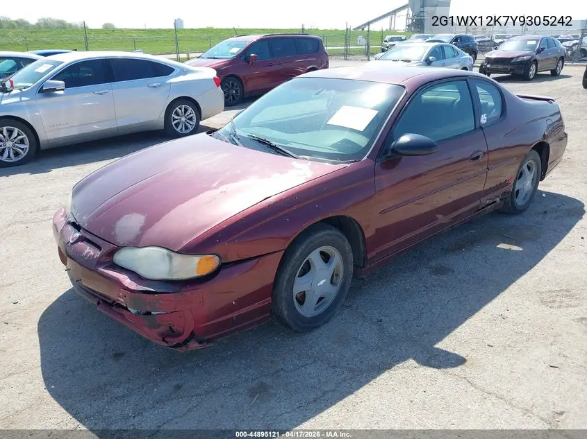 2000 Chevrolet Monte Carlo Ss VIN: 2G1WX12K7Y9305242 Lot: 44895121