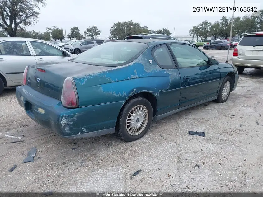 2000 Chevrolet Monte Carlo Ls VIN: 2G1WW12E1Y9165542 Lot: 45350866