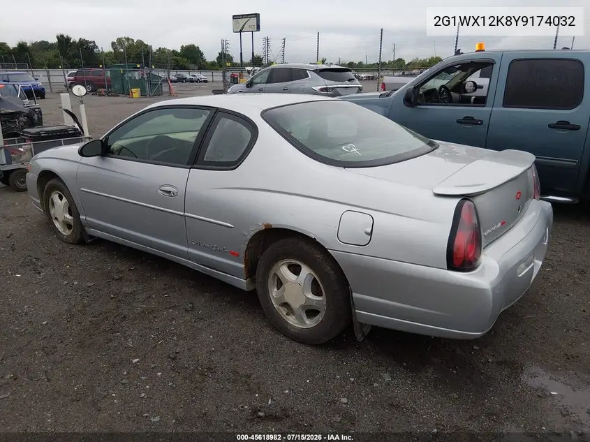 2000 Chevrolet Monte Carlo Ss VIN: 2G1WX12K8Y9174032 Lot: 45618982