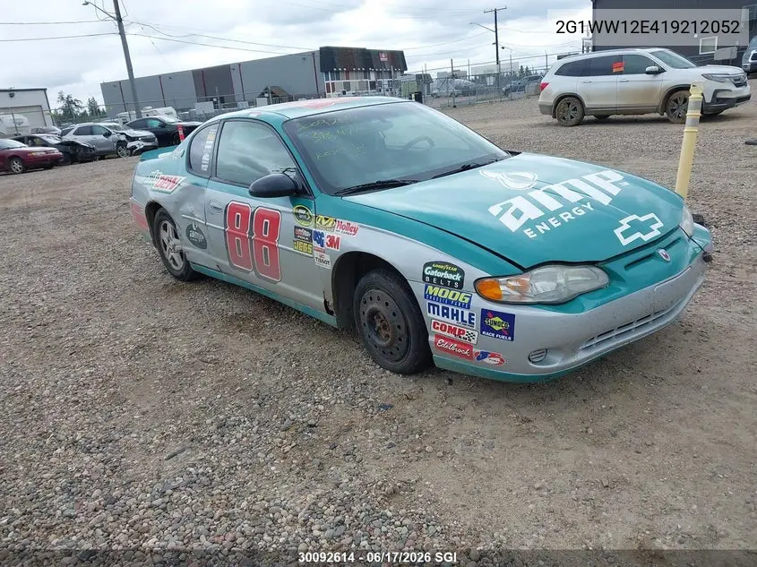 2001 Chevrolet Monte Carlo Ls VIN: 2G1WW12E419212052 Lot: 30092614