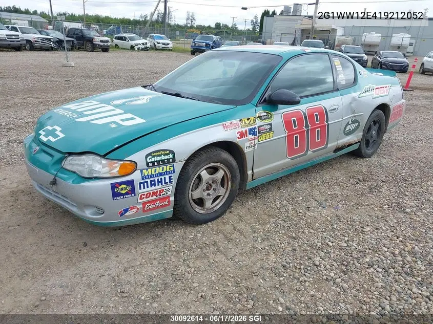 2001 Chevrolet Monte Carlo Ls VIN: 2G1WW12E419212052 Lot: 30092614