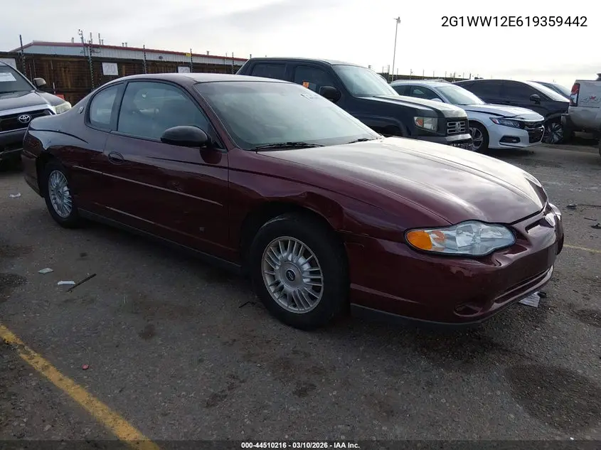 2001 Chevrolet Monte Carlo Ls VIN: 2G1WW12E619359442 Lot: 44510216
