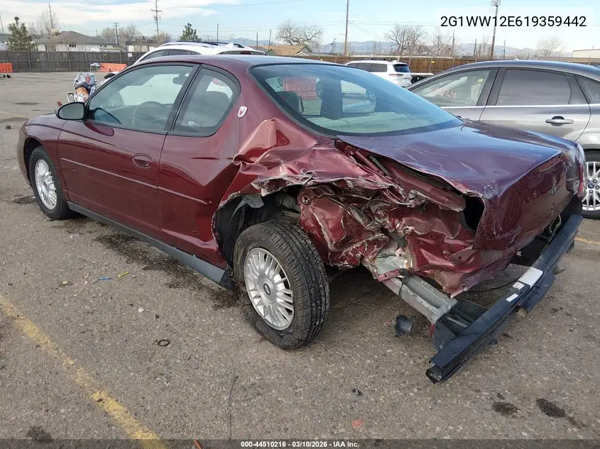 2001 Chevrolet Monte Carlo Ls VIN: 2G1WW12E619359442 Lot: 44510216