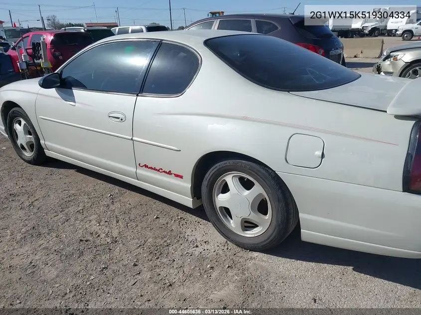 2001 Chevrolet Monte Carlo Ss VIN: 2G1WX15K519304334 Lot: 44605636