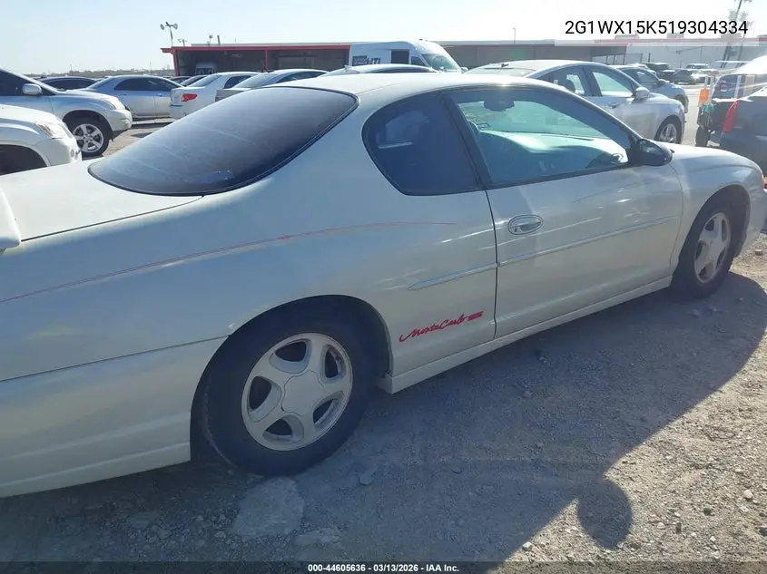 2001 Chevrolet Monte Carlo Ss VIN: 2G1WX15K519304334 Lot: 44605636