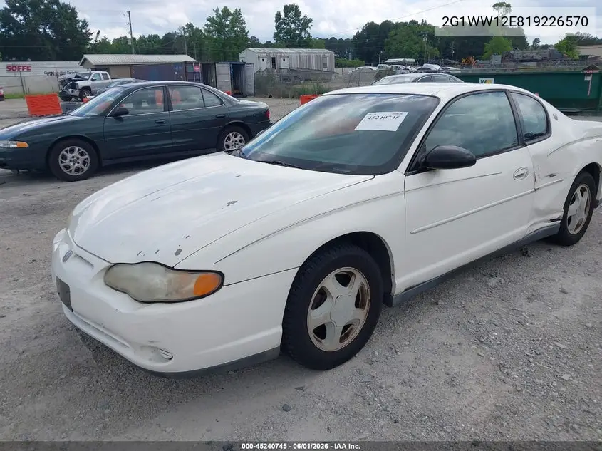 2001 Chevrolet Monte Carlo Ls VIN: 2G1WW12E819226570 Lot: 45240745