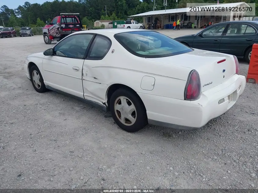 2001 Chevrolet Monte Carlo Ls VIN: 2G1WW12E819226570 Lot: 45240745