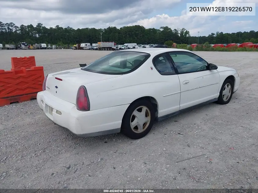 2001 Chevrolet Monte Carlo Ls VIN: 2G1WW12E819226570 Lot: 45240745