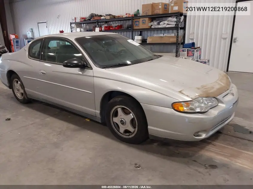 2001 Chevrolet Monte Carlo Ls VIN: 2G1WW12E219200868 Lot: 45326504