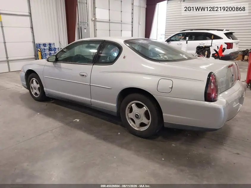 2001 Chevrolet Monte Carlo Ls VIN: 2G1WW12E219200868 Lot: 45326504
