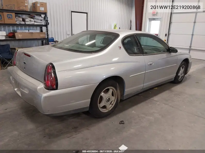 2001 Chevrolet Monte Carlo Ls VIN: 2G1WW12E219200868 Lot: 45326504