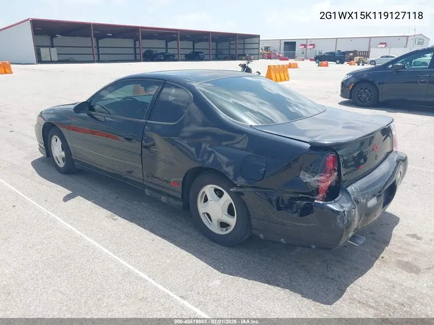 2001 Chevrolet Monte Carlo Ss VIN: 2G1WX15K119127118 Lot: 45519883