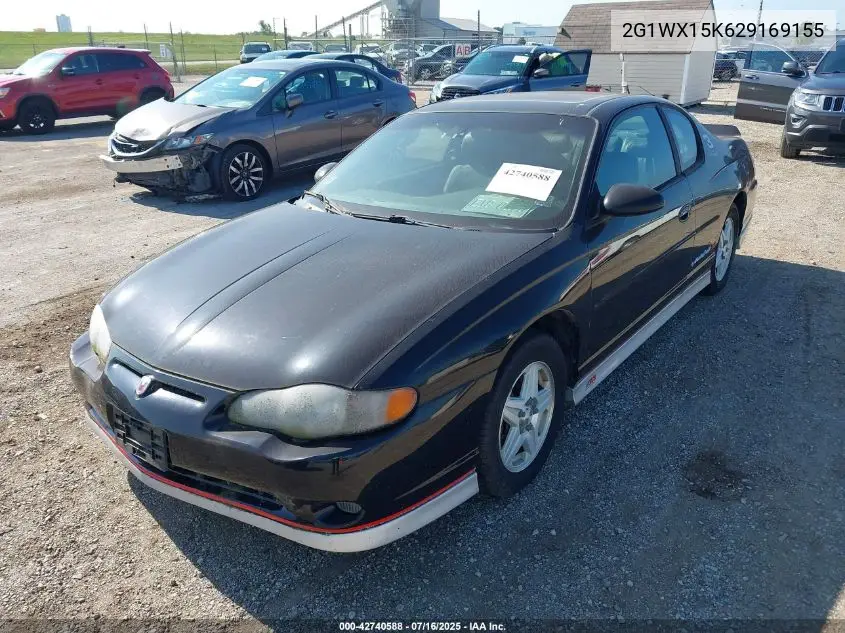 2002 Chevrolet Monte Carlo Ss VIN: 2G1WX15K629169155 Lot: 42740588