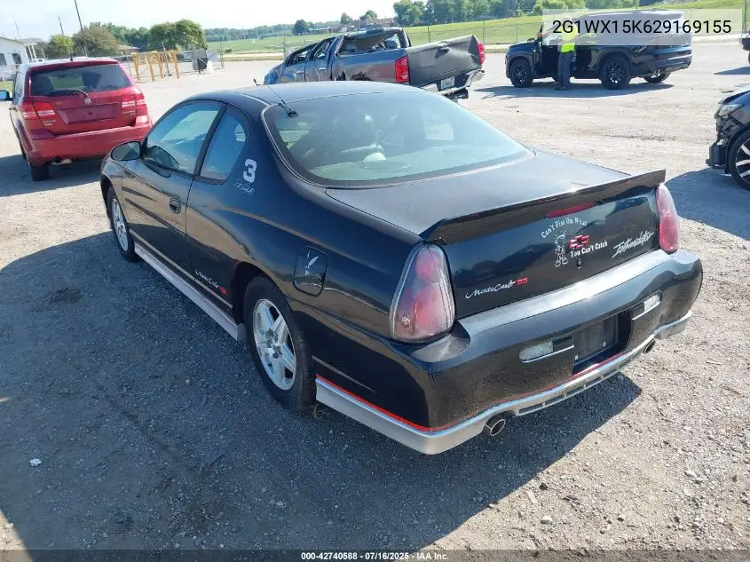 2002 Chevrolet Monte Carlo Ss VIN: 2G1WX15K629169155 Lot: 42740588